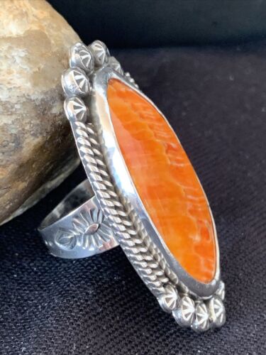 Southwestern Women's Navajo Spiny Oyster Ring | Sterling Silver | Sz 11.5 | Authentic Native American Handmade | 1000