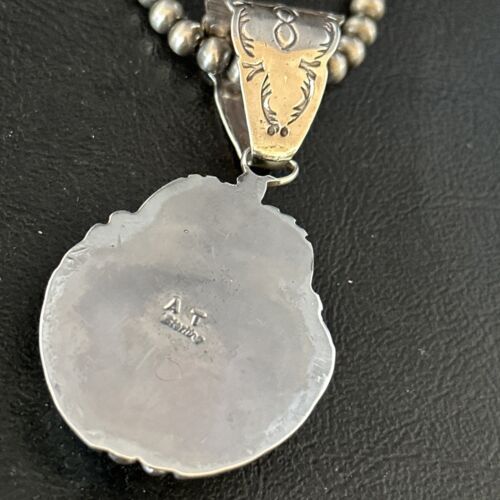 Navajo Blue Golden Hills Pendant Necklace | Sterling Silver | Authentic Native American Handmade | 14601