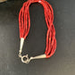 Handmade Liquid Silver 5-Strand Red Apple Coral Heishi Bracelet | Sterling Silver | 7.5" | 13610