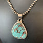 Men's Navajo Pearl Necklace with Blue Spiderweb Turquoise Pendant | Sterling Silver | 10543