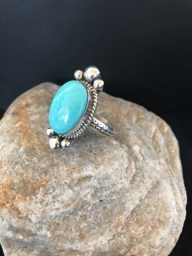 Dry Creek Turquoise Ring | Sterling Silver | Native American Handmade | Sz 11.5 | 3449