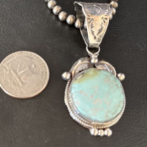 Navajo Blue Golden Hills Pendant Necklace | Sterling Silver | Authentic Native American Handmade | 14599