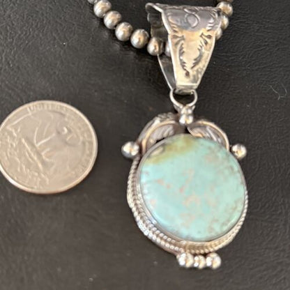 Navajo Blue Golden Hills Pendant Necklace | Sterling Silver | Authentic Native American Handmade | 14599