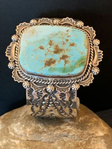Native American Men's Navajo Royston Turquoise Cuff Bracelet | Sterling Silver | 1414