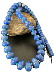 Graduated Blue Denim Lapis Turquoise Necklace | Navajo Sterling Silver | Authentic Native American | 28"