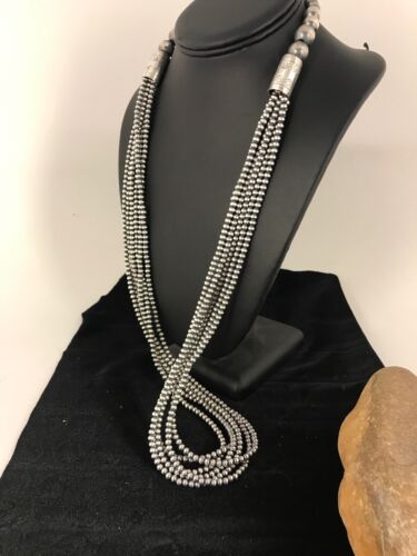 Specialty Navajo Pearls Necklace 6 Strand Sterling Silver 30”