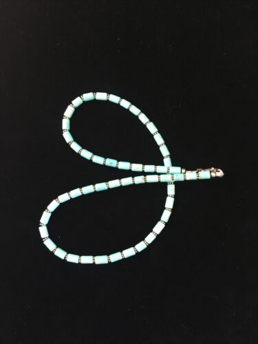 Native American Sterling Silver Blue Turquoise Necklace | 18" | 10011 - Masha USA