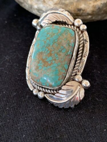 Native American Navajo Green Turquoise #8 Ring | Sterling Silver | Sz 10 | 147