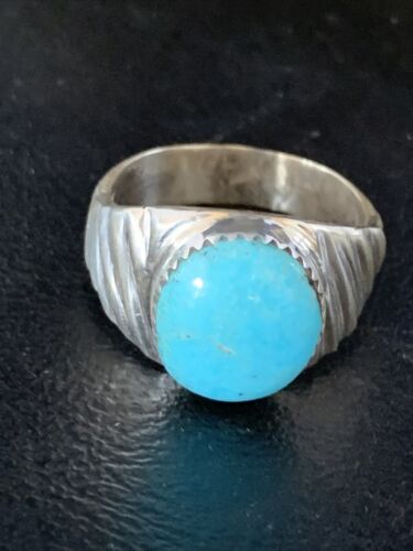 Navajo Blue Kingman Turquoise Ring | Sterling Silver | Sz 11 | Authentic Native American Handmade | 14148