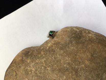 Navajo Black Opal & Turquoise Inlay Ring | Sterling Silver | Sz 6 | Authentic Native American Handmade | 1713