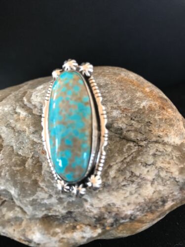 Navajo Blue Turquoise #8 Ring | Yazzie | Sterling Silver | Sz 3 | Authentic Native American Handmade | 3532