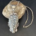 White Buffalo Turquoise Necklace Pendant with Pearls | Sterling Silver | Authentic Native American Handmade | 14805