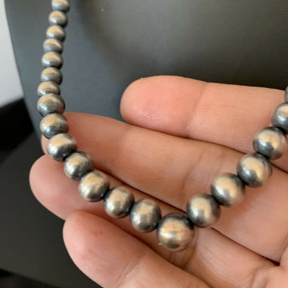 Authentic Native American Navajo Pearls Graduated Necklace | Single Strand | Sterling Silver | 18" | 10884