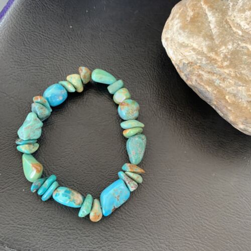 Men's Women's Stretch Bracelet | Blue Green Turquoise Stone | 7" | 11828