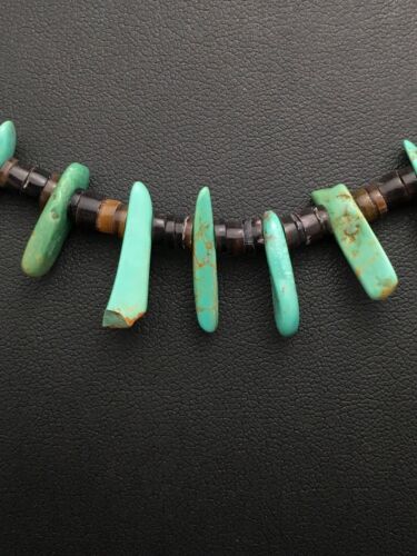 Navajo Green Turquoise & Bone Bead Necklace | Sterling Silver | 20" | Authentic Native American Handmade | 3281
