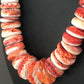 Navajo Red Spiny Oyster Necklace | Sterling Silver | Authentic Native American | Graduated | 21" | 8484