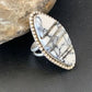 Navajo White Buffalo Turquoise Inlay Ring | Sterling Silver | Sz 9 | Authentic Native American Handmade | 12174