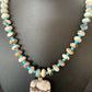 Men's Navajo Wild Horse Turquoise Pendant Necklace | Sterling Silver | Authentic Native American Handmade | 10265