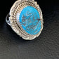 Southwestern Navajo Blue Kingman Turquoise Ring | Sterling Silver | Sz 7 | 12206
