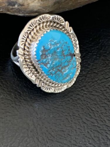 Southwestern Navajo Blue Kingman Turquoise Ring | Sterling Silver | Sz 7 | 12206