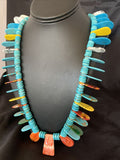 Native American Santo Domingo Spiny Turquoise Necklace | 40" | Sterling Silver | 12066