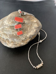 Native American Old Pawn Apple Coral Necklace | Sterling Silver | 19" | 02187