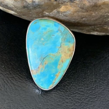 Navajo Blue Kingman Turquoise Ring | Sterling Silver | Sz 8 | Authentic Native American Handmade | 12796