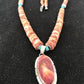 Navajo Sterling Silver Turquoise Spiny Oyster Bead Necklace Pendant | Southwestern Native American