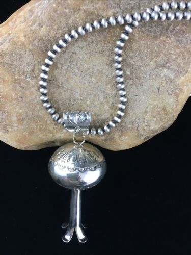 Southwestern Men's Navajo Sterling Silver Large Naja Necklace Pendant | 4" | Authentic Native American Handmade | 10041