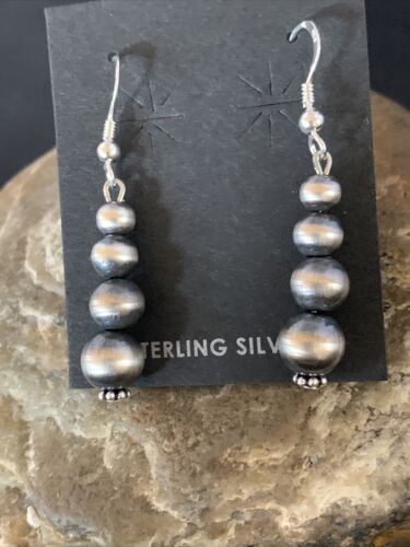 Native American Navajo Pearls Earrings | Sterling Silver | 1.5" | 13201