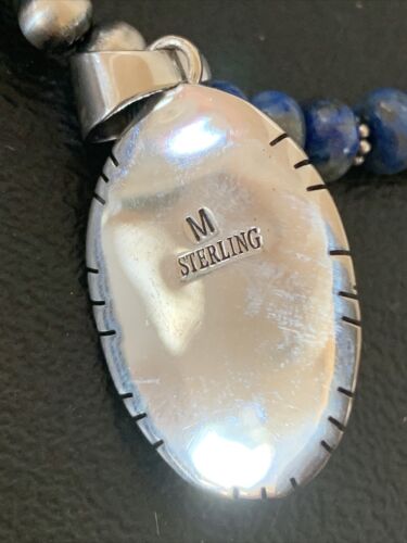 Navajo Pearls Lapis Pendant Necklace | Sterling Silver | Native American Handmade | 01775