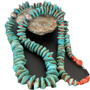 Authentic Navajo Green Turquoise & Spiny Oyster Necklace | Sterling Silver Pendant | 30" | 01852