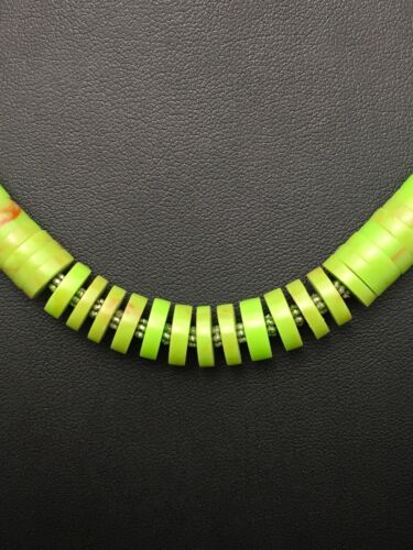 Navajo Green Gaspeite Graduated Necklace | Sterling Silver | Authentic Native American | 17" | 4158