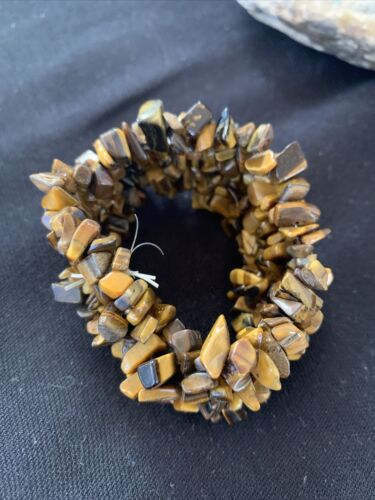 Native American Multi-Stone Bracelet | Tiger's Eye & Coffee Bead | Stretchable | Handmade | 1409