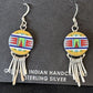 Navajo Multi-Color Turquoise Inlay Earrings | Sterling Silver | Authentic Native American Handmade | 14654