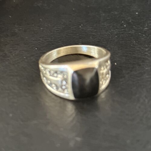 Native American Men's Navajo Handmade Sterling Silver Black Onyx Ring | Sz 12.5 | 14446