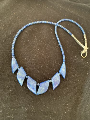 Navajo Blue Lapis Lazuli Minimalist Necklace | Sterling Silver | 18" | Authentic Native American Handmade | 01372