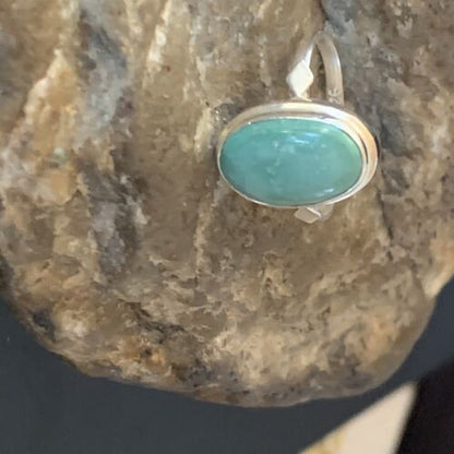 Navajo Blue Turquoise Ring | Sterling Silver | Sz 7 | Authentic Native American Handmade | 11432