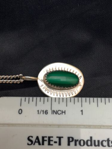 Navajo Green Malachite Pendant Necklace | Sterling Silver | Authentic Native American Handmade | 18" | 8953