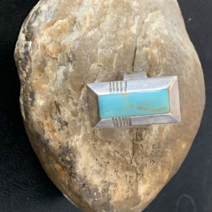 Native American Handmade Navajo Blue Turquoise Inlay Band Ring | Sz 7 | 12855