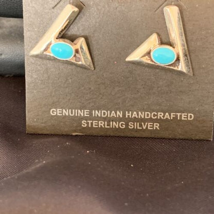 Navajo Squash Blossom Necklace & Earrings Set | Kingman Turquoise | Sterling Silver | Authentic Native American Handmade | 10926