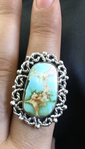 Southwestern Sterling Silver Blue Royston Turquoise Ring | Sz 8 | 10196