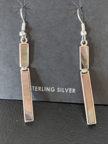 Navajo Pava Shell Inlay Earrings | Sterling Silver | Authentic Native American Handmade | 13074