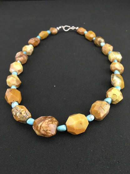 Native American Turquoise Nugget Necklace | Navajo Sterling Silver | 19" | 1139 - Masha USA