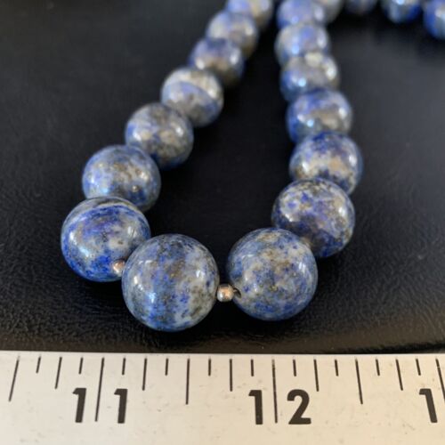 Native American Women's Blue Denim Lapis Beads Necklace | Sterling Silver | 19" | 13971