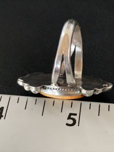Navajo Orange Spiny Oyster Ring | Sterling Silver | Sz 9.5 | Authentic Native American Handmade | 13282