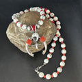 Navajo White Buffalo Turquoise Coral Naja Pendant Necklace | Sterling Silver | 24" | 14687