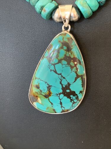 Navajo Pearls Spiderweb Spiny Oyster Turquoise Sterling Silver Necklace Pendant | Authentic Native American Handmade | 20"