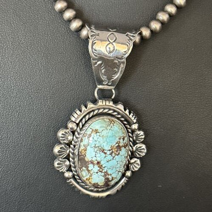 Navajo Blue Golden Hills Pendant Necklace | Sterling Silver | Authentic Native American Handmade | 14351