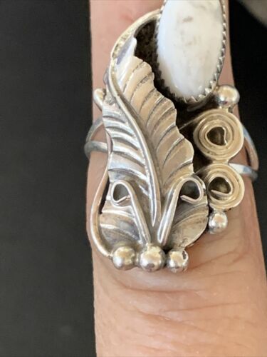 Navajo White Buffalo Turquoise Ring | Sterling Silver | Sz 7 | Authentic Native American Handmade | 12185